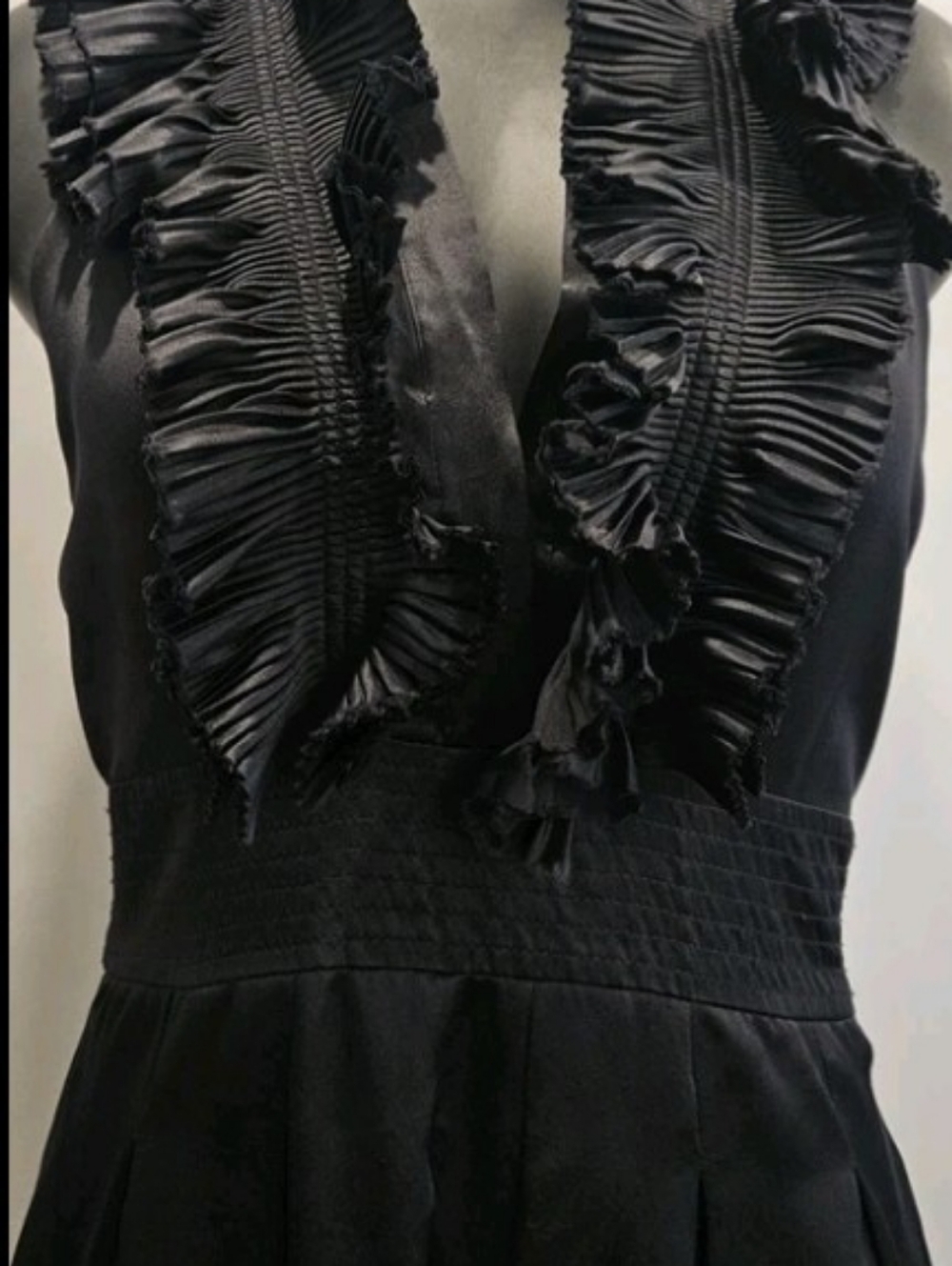 BCBGMaxAzria Black Ruffled Halter Dress